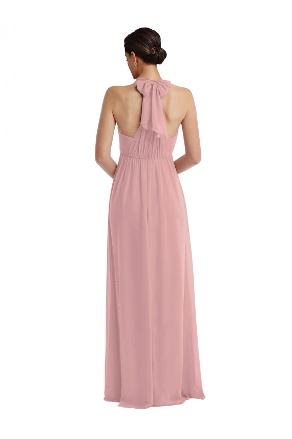 Soft Chiffon Halter Neck A-Line Dusty Pink Semi Formal Evening Dress / Bridesmaid Dress Manchester