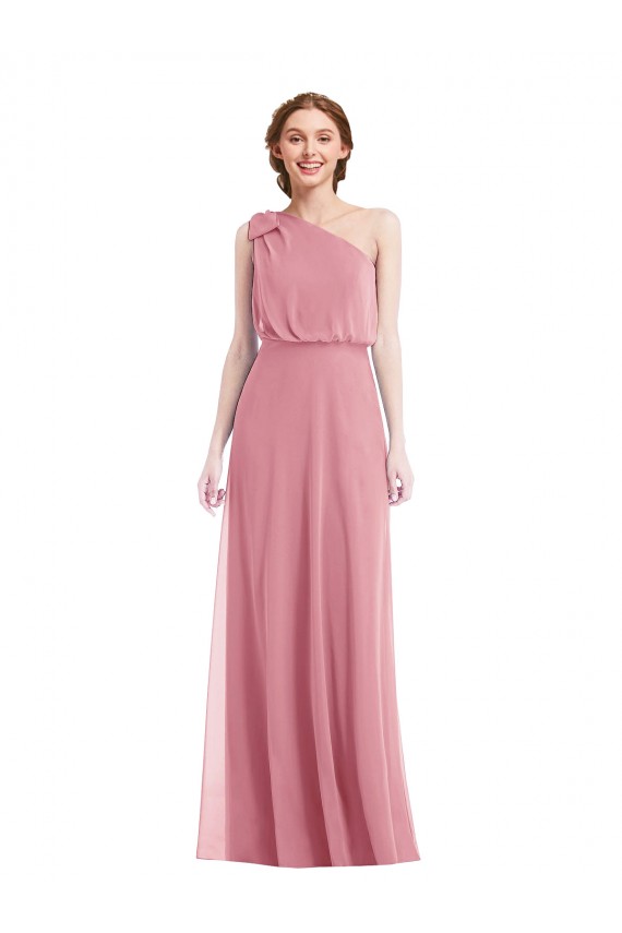 Soft Chiffon One Shoulder A-Line Skin Pink Semi Formal Evening Dress / Bridesmaid Dress Manchester