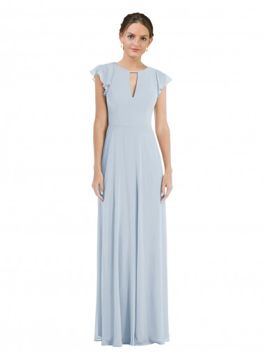 Soft Chiffon Bateau Neck V-Back A-Line Sea Glass Formal Evening Gown / Bridesmaid Dress Manchester