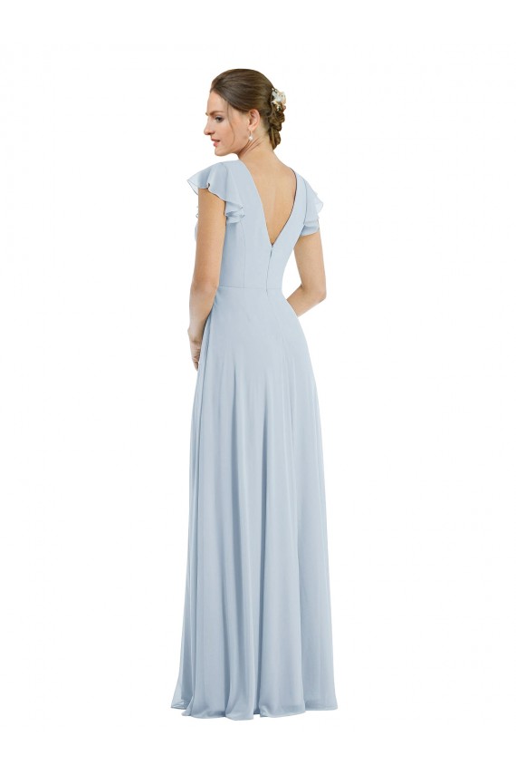 Soft Chiffon Bateau Neck V-Back A-Line Sea Glass Formal Evening Gown / Bridesmaid Dress Manchester