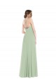 Soft Chiffon Scoop Neck Open Back A-Line Sage Semi Formal Evening Dress / Bridesmaid Dress Manchester
