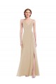 Soft Chiffon V-Neck Open Back A-Line Champagne Semi Formal Evening Dress / Bridesmaid Dress Manchester