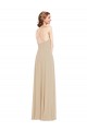 Soft Chiffon V-Neck Open Back A-Line Champagne Semi Formal Evening Dress / Bridesmaid Dress Manchester