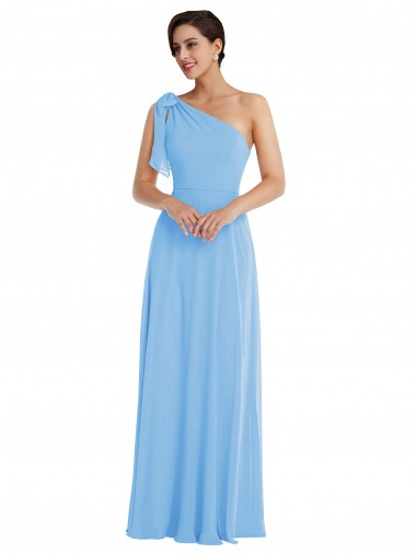 Soft Chiffon One Shoulder Trumpet Periwinkle Semi Formal Evening Dress / Bridesmaid Dress Manchester