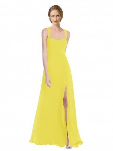 Soft Chiffon Sweetheart A-Line Yellow Semi Formal Evening Dress / Bridesmaid Dress Manchester