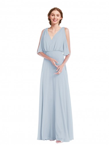 Soft Chiffon V-Neck A-Line Sea Glass Evening Gown / Bridesmaid Dress Manchester