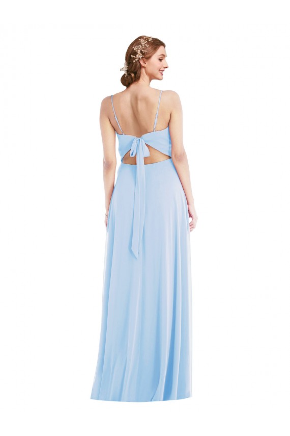 Soft Chiffon V-Neck A-Line Light Sky Blue Formal Evening Gown / Bridesmaid Dress Manchester