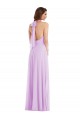 Soft Chiffon Halter Neck Low Back A-Line Lilac Semi Formal Evening Dress / Bridesmaid Dress Manchester