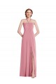 Soft Chiffon Halter Neck Open Back A-Line Skin Pink Semi Formal Evening Dress / Bridesmaid Dress Manchester