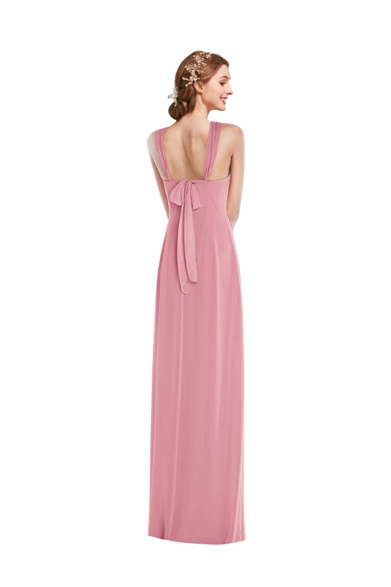 Soft Chiffon Halter Neck Open Back A-Line Skin Pink Semi Formal Evening Dress / Bridesmaid Dress Manchester