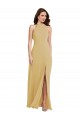 Soft Chiffon Halter Neck Open Back A-Line Gold Semi Formal Evening Dress / Bridesmaid Dress Manchester