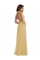 Soft Chiffon Halter Neck Open Back A-Line Gold Semi Formal Evening Dress / Bridesmaid Dress Manchester