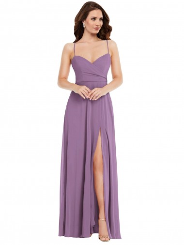 Soft Chiffon Sweetheart Low Back A-Line Dark Lavender Bridesmaid Dress / Formal Dress Manchester