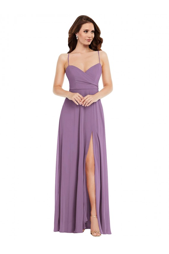 Soft Chiffon Sweetheart Low Back A-Line Dark Lavender Bridesmaid Dress / Formal Dress Manchester
