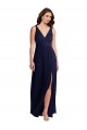 Soft Chiffon V-Neck V-Back A-Line Dark Navy Black Tie Evening Gown / Bridesmaid Dress Manchester