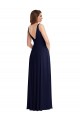 Soft Chiffon V-Neck V-Back A-Line Dark Navy Black Tie Evening Gown / Bridesmaid Dress Manchester