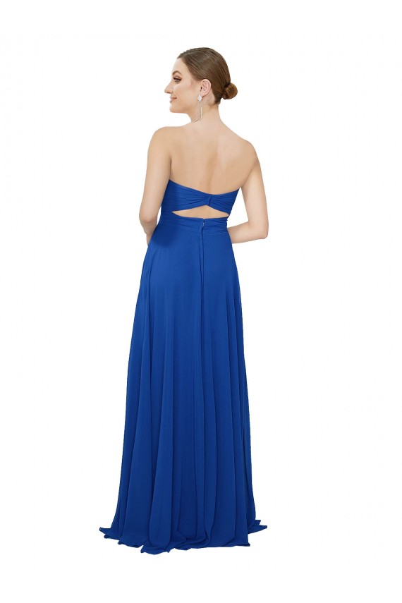 Chiffon Strapless Keyhole Back A-Line Royal Blue Bridesmaid Dress / Evening Dress Manchester