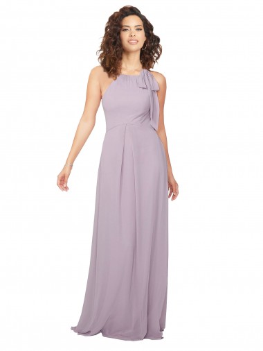 Chiffon Halter Neck Keyhole Back A-Line Pink Glow Bridesmaid Dress / Evening Dress Manchester