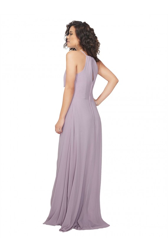 Chiffon Halter Neck Keyhole Back A-Line Pink Glow Bridesmaid Dress / Evening Dress Manchester