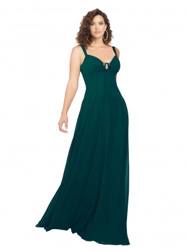 Soft Chiffon Sweetheart Low Back A-Line Hunter Bridesmaid Dress Manchester