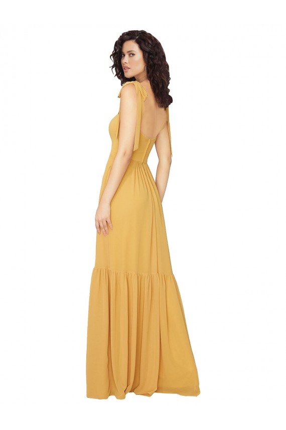 Soft Chiffon Square Neck A-Line Saffron Bridesmaid Dress Manchester