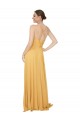 Chiffon V-Neck Open Back A-Line Saffron Bridesmaid Dress / Evening Dress Manchester