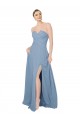 Chiffon Strapless Low Back A-Line Dusty Blue Bridesmaid Dress / Evening Dress Manchester