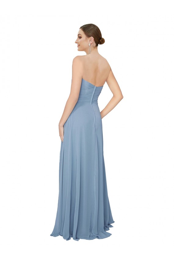 Chiffon Strapless Low Back A-Line Dusty Blue Bridesmaid Dress / Evening Dress Manchester