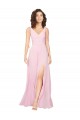 Soft Chiffon V-Neck V-Back A-Line Barely Pink Bridesmaid Dress Manchester