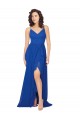 Soft Chiffon V-Neck Open Back A-Line Royal Blue Evening Dress / Bridesmaid Dress Manchester