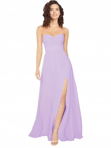 Chiffon Strapless Low Back A-Line Lilac Bridesmaid Dress / Evening Dress Manchester