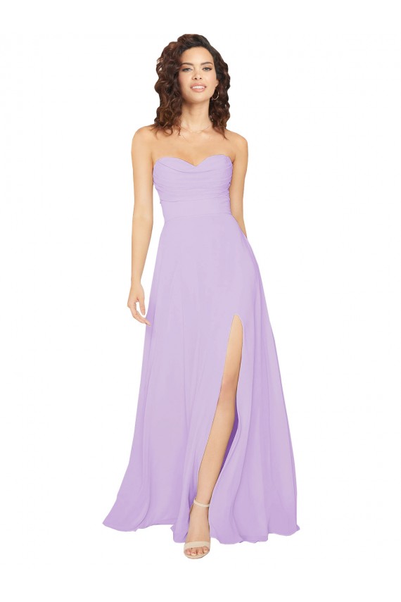 Chiffon Strapless Low Back A-Line Lilac Bridesmaid Dress / Evening Dress Manchester