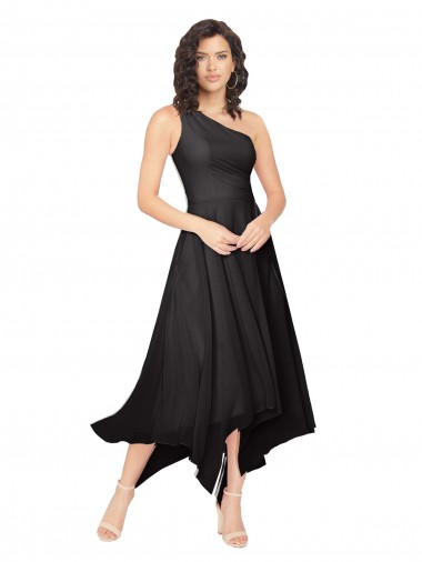 Soft Chiffon Strapless A-Line Black High Low Bridesmaid Dress Manchester