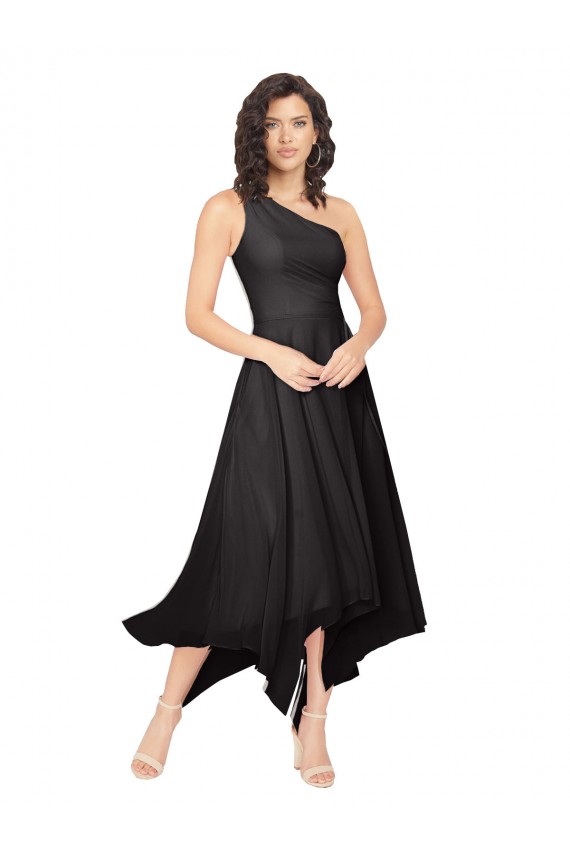 Soft Chiffon Strapless A-Line Black High Low Bridesmaid Dress Manchester