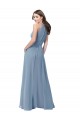 Chiffon High Neck A-Line Dusty Blue Bridesmaid Formal Dress Manchester