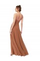 Soft Chiffon Cowl Neck Low Back A-Line Rosewood Bridesmaid Dress Manchester