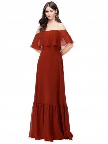 Soft Chiffon Off the Shoulder A-Line Red Bridesmaid Dress Manchester