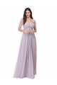 Soft Chiffon V-Neck Low Back A-Line Pink Glow Bridesmaid Dress Manchester