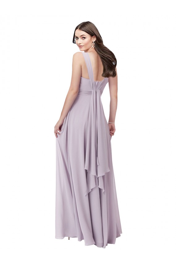 Soft Chiffon V-Neck Low Back A-Line Pink Glow Bridesmaid Dress Manchester