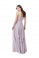 Soft Chiffon V-Neck Low Back A-Line Pink Glow Bridesmaid Dress Manchester