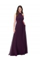 Soft Chiffon High Neck Keyhole Back A-Line Grape Bridesmaid Dress Manchester