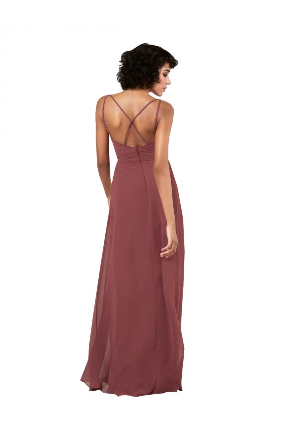 Soft Chiffon V-Neck Open Back Column Black Formal Evening Gown / Bridesmaid Dress Manchester