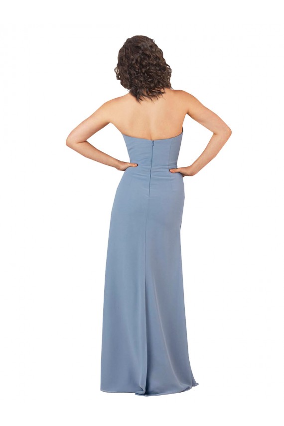 Soft Chiffon Strapless Sheath Burgundy Bridesmaid Dress Manchester