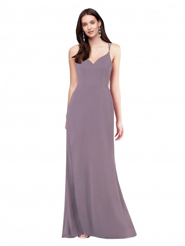 Soft Chiffon Sweetheart Open Back Column Dark Lavender Formal Evening Gown / Bridesmaid Dress Manchester
