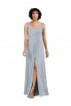 Soft Chiffon V-Neck Low Back Column Sea Glass Bridesmaid Dress Manchester