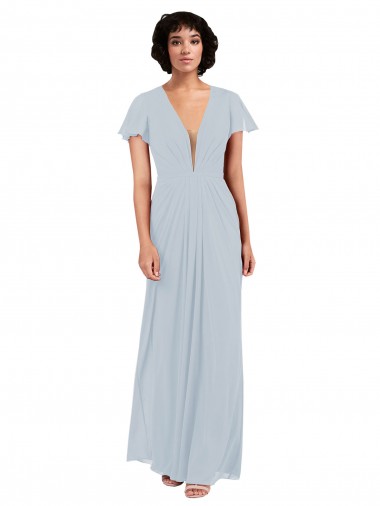 Soft Chiffon V-Neck A-Line Sea Glass Bridesmaid Dress / Formal Dress Manchester