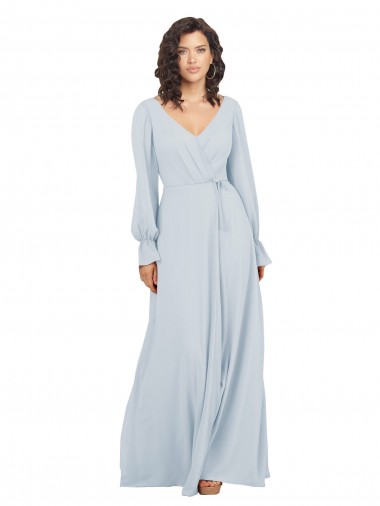 Soft Chiffon V-Neck A-Line Sea Glass Formal Dress / Bridesmaid Dress Manchester