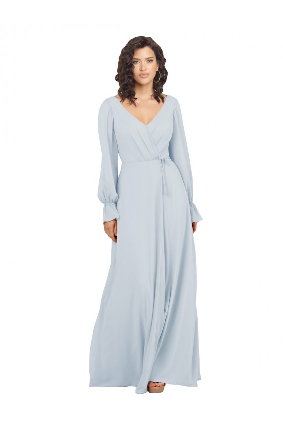 Soft Chiffon V-Neck A-Line Sea Glass Formal Dress / Bridesmaid Dress Manchester