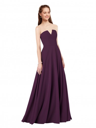 Soft Chiffon Strapless Low Back A-Line Grape Formal Dress / Bridesmaid Dress Manchester