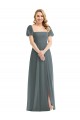 Soft Chiffon Square Neck A-Line Slate Grey Semi Formal Evening Dress / Bridesmaid Dress Manchester